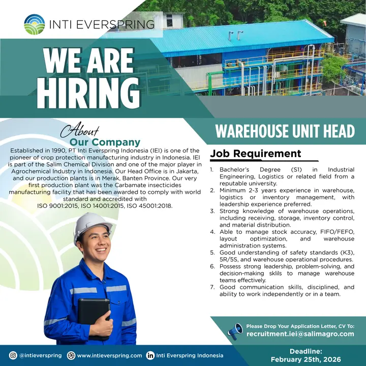 Career Opportunities at PT Inti Everspring Indonesia, a Pioneer in Indonesia’s Crop Protection Industry