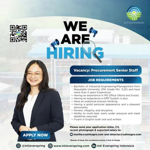 Job Vacancies Now Open at PT Inti Everspring Indonesia