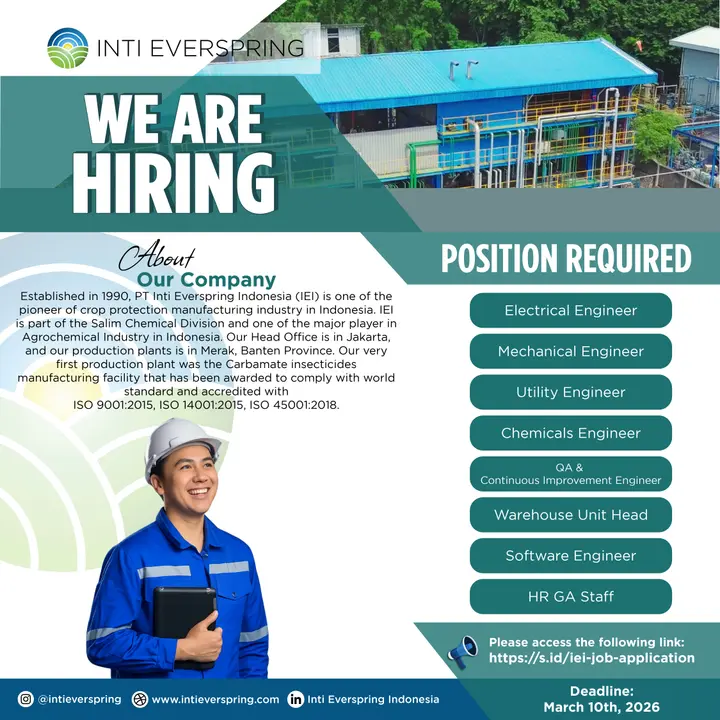 Now Hiring at PT Inti Everspring Indonesia (IEI) – Agrochemical Industry Career Opportunities